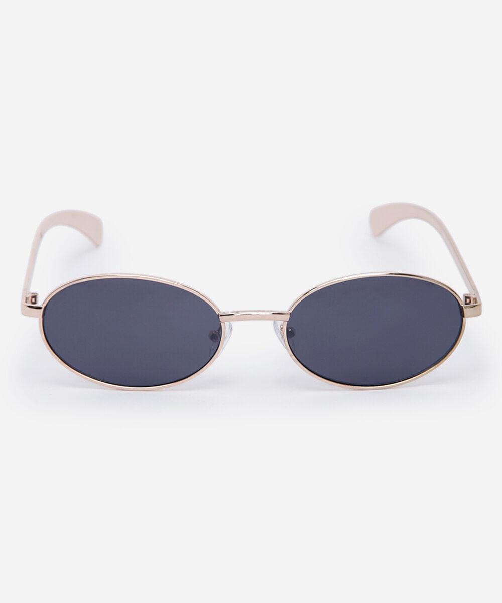 óculos de sol feminino oval de metal triton dourado