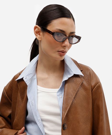 óculos de sol feminino oval de acetato tartaruga triton colorido