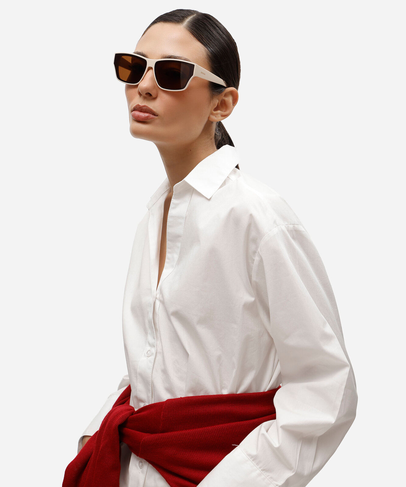 óculos de sol quadrado feminino de acetato triton off white