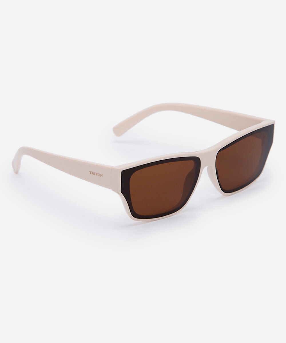 óculos de sol quadrado feminino de acetato triton off white