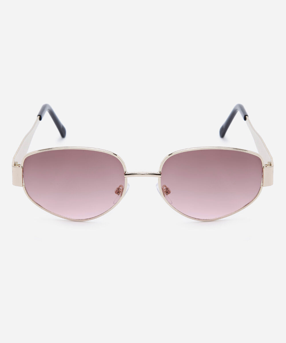 óculos de sol feminino oval de metal dourado