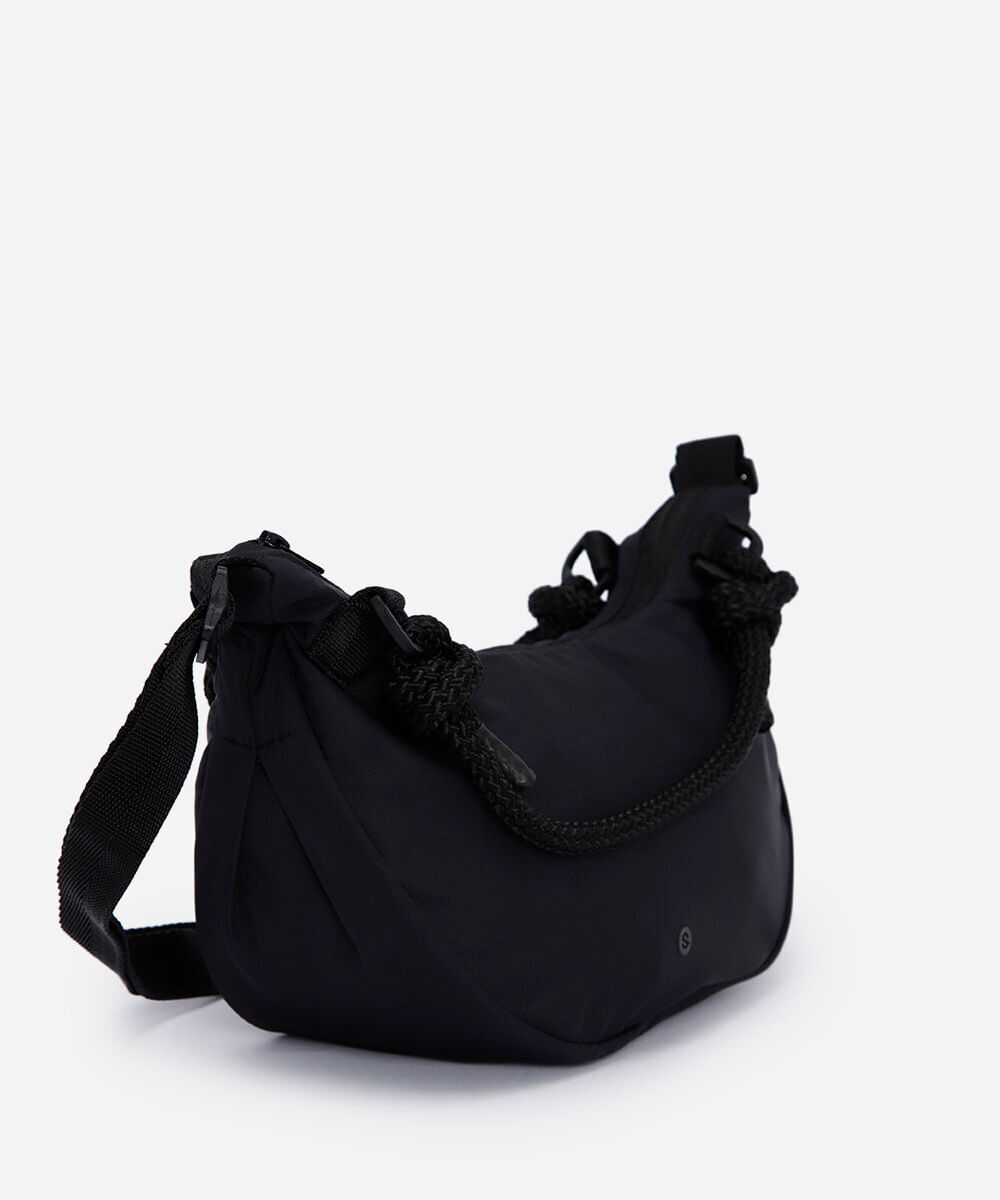 bolsa transversal esportiva meia lua com corda preta