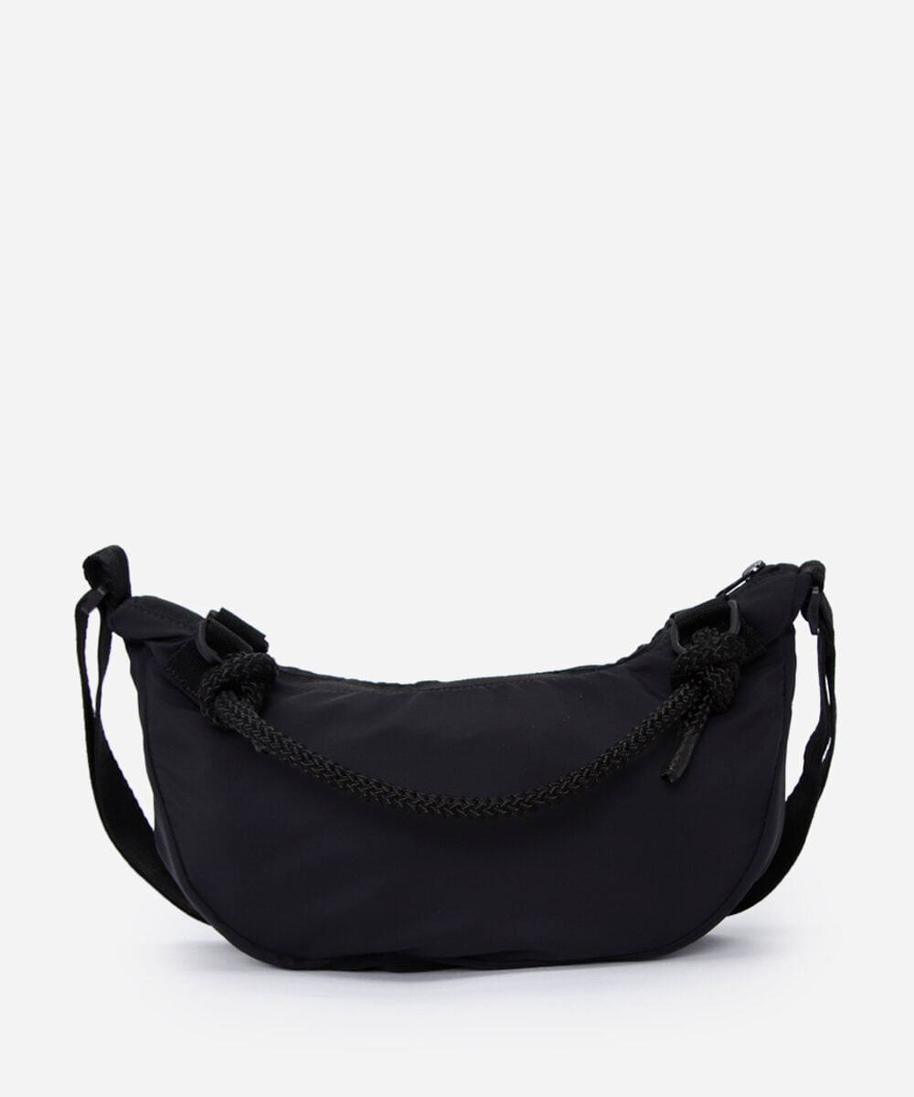 bolsa transversal esportiva meia lua com corda preta