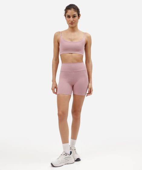 bermuda esportiva feminina cintura alta rosa
