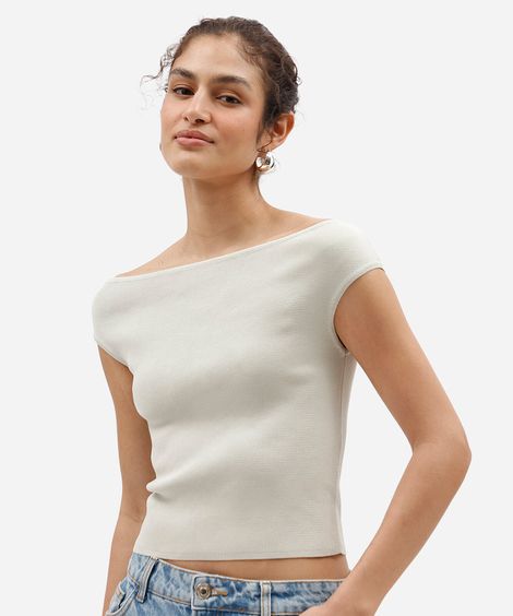 blusa feminina de tricot ombro a ombro verde