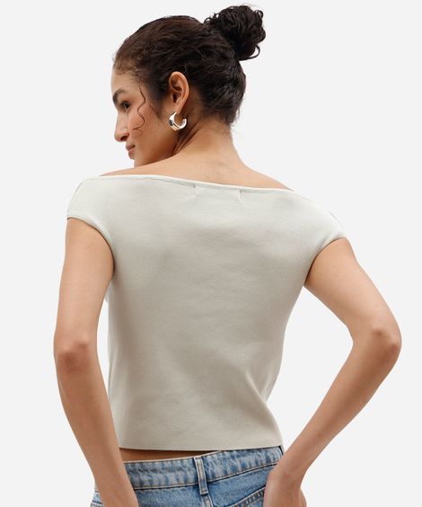 blusa feminina de tricot ombro a ombro verde