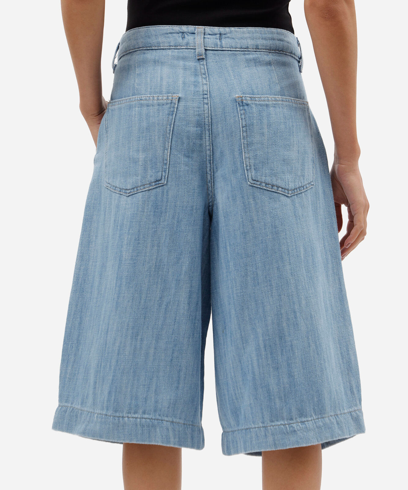 bermuda jorts feminina cintura alta azul