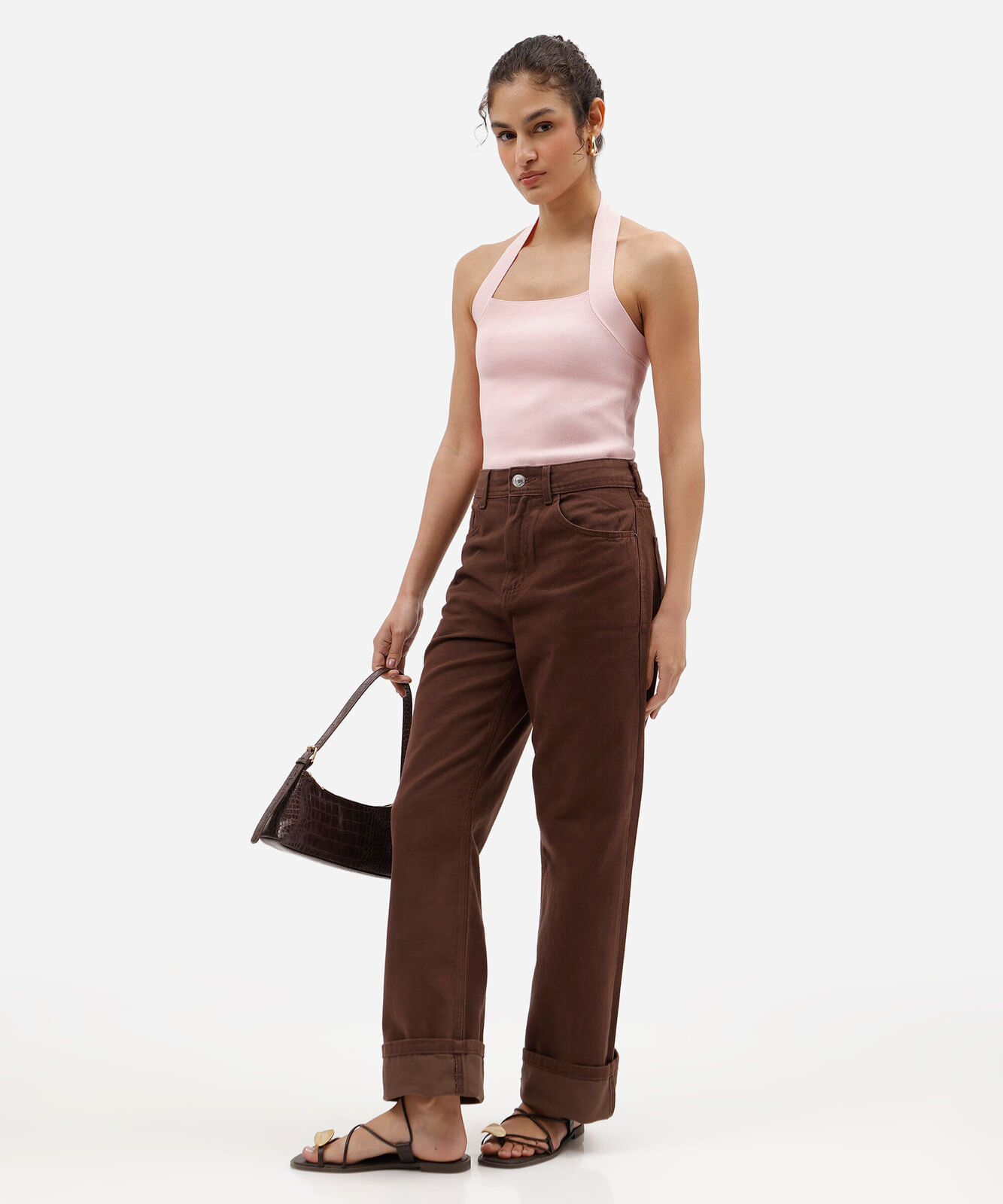 blusa frente única feminina de tricot rosa
