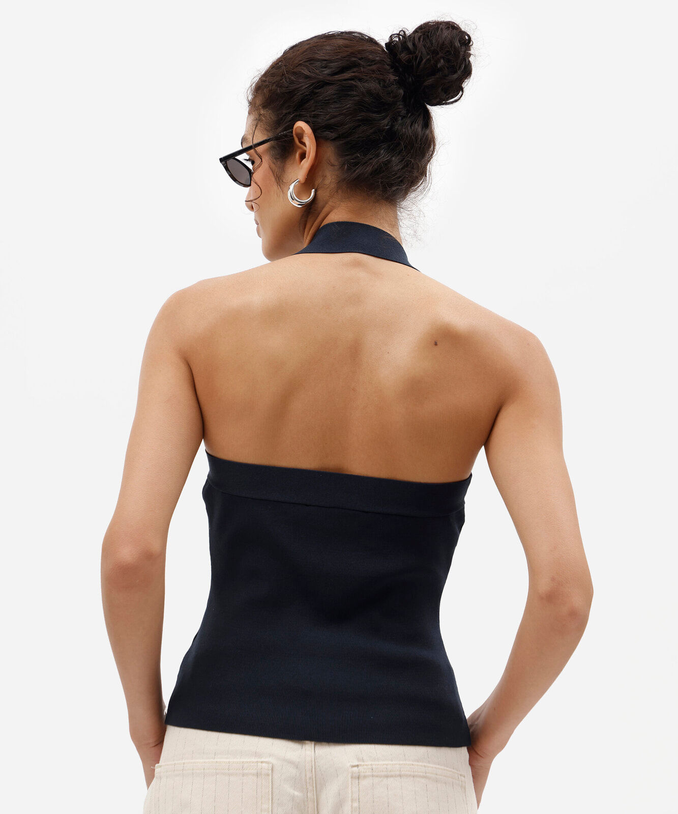 blusa frente única feminina de tricot azul