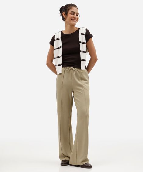 calça jogger básica feminina com nervura verde