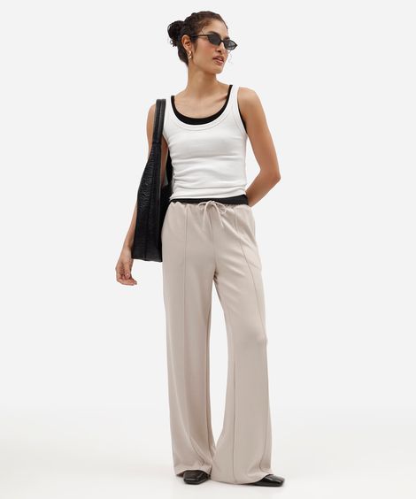 calça jogger básica feminina com nervura cinza