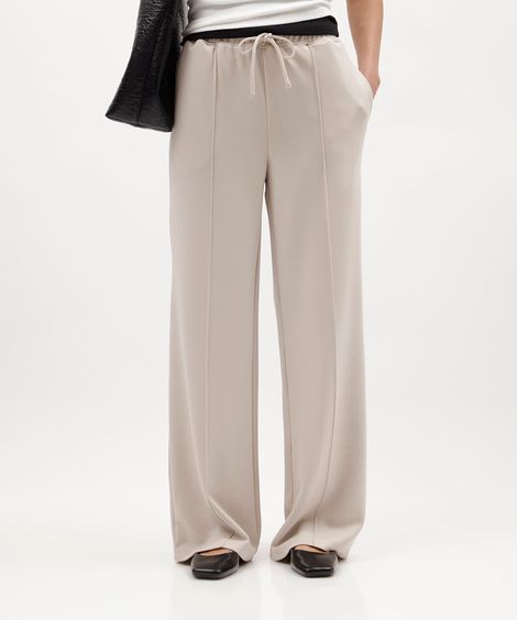 calça jogger básica feminina com nervura cinza