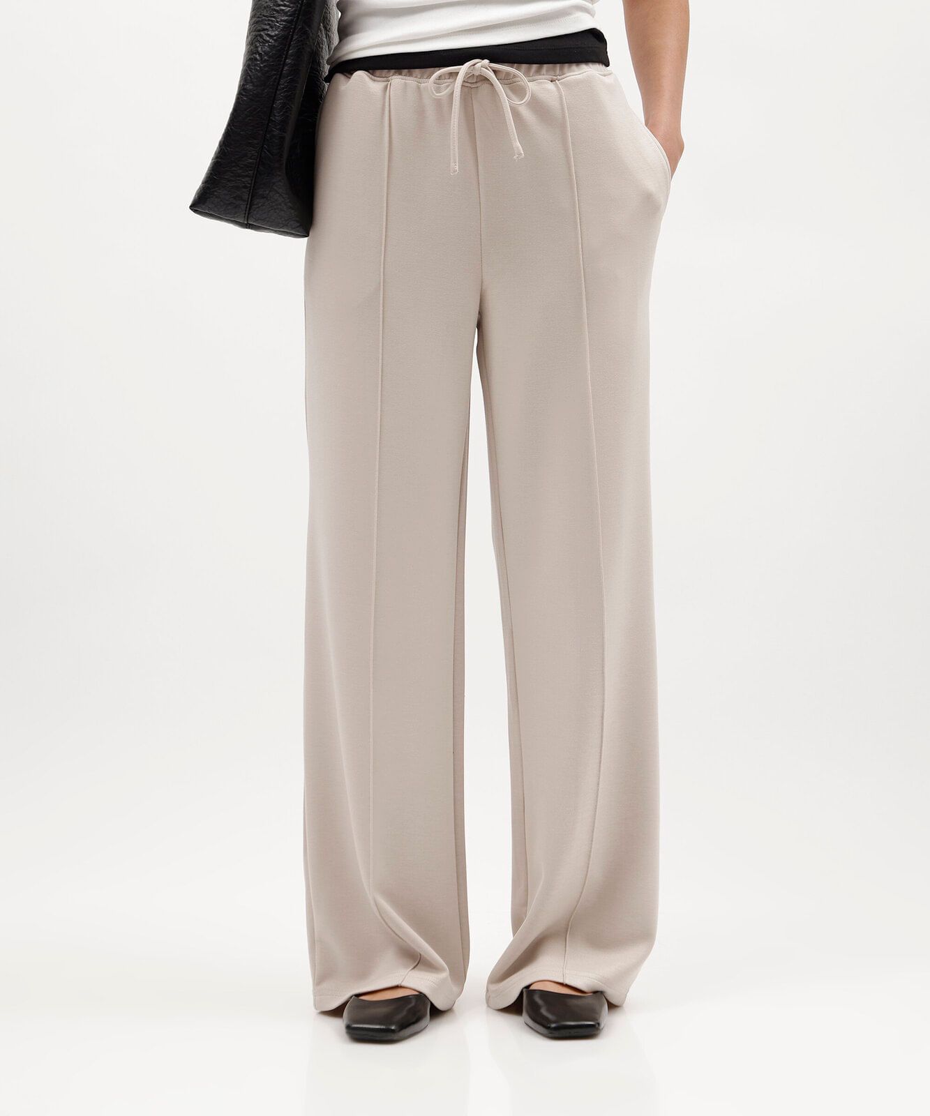 calça jogger básica feminina com nervura cinza
