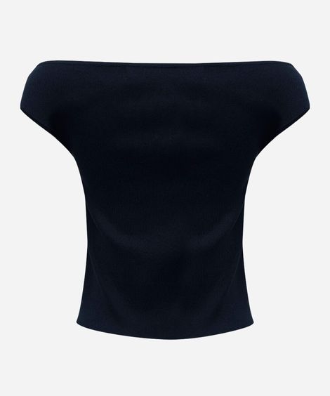 blusa feminina de tricot ombro a ombro azul