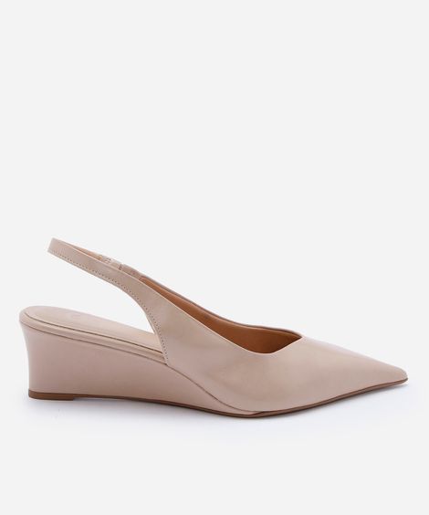 scarpin slingback anabela baixo bege