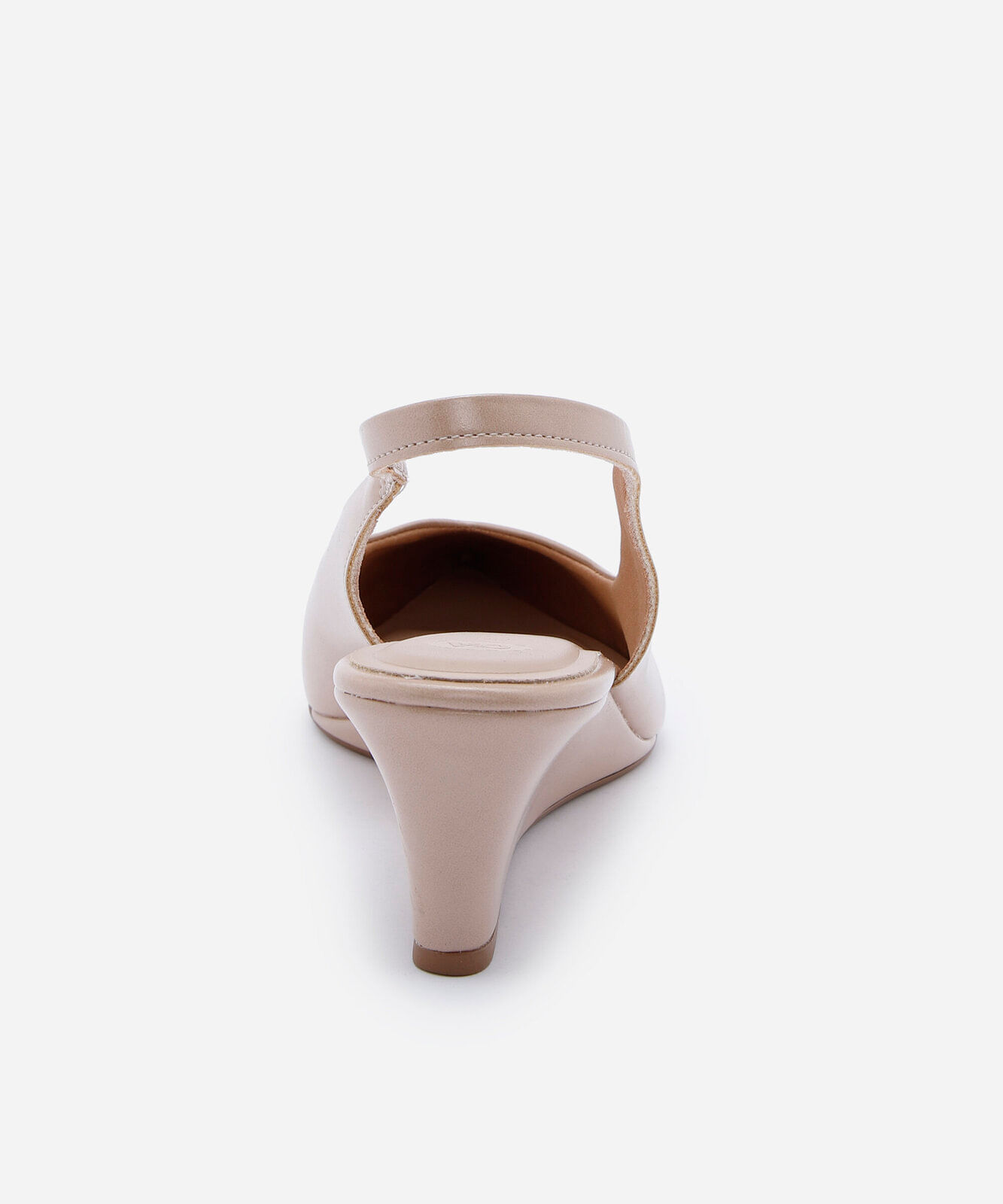 scarpin slingback anabela baixo bege