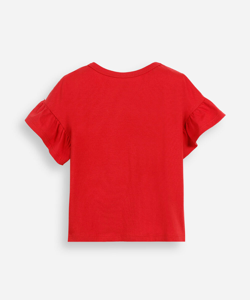 kit de 2 blusas infantis de algodão manga curta cerejas colorido