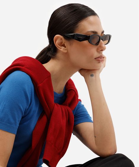 óculos de sol feminino gatinho de acetato triton preto