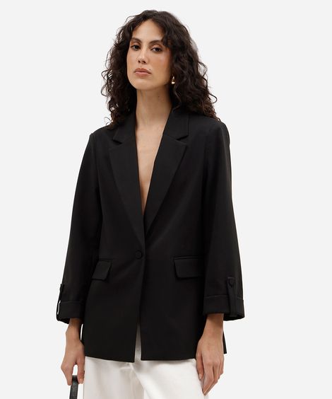 blazer de alfaiataria feminino com martingale preto