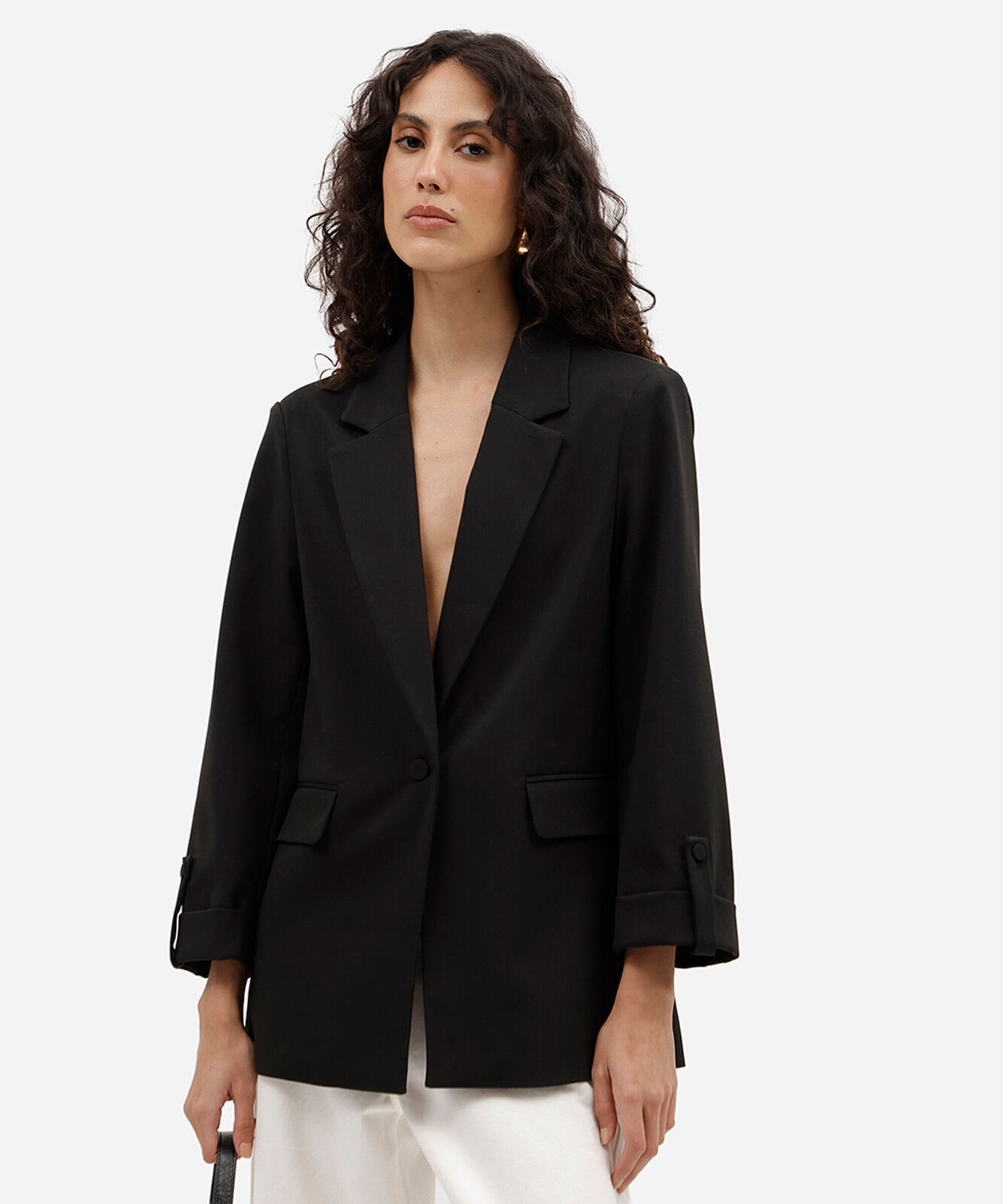 blazer de alfaiataria feminino com martingale preto