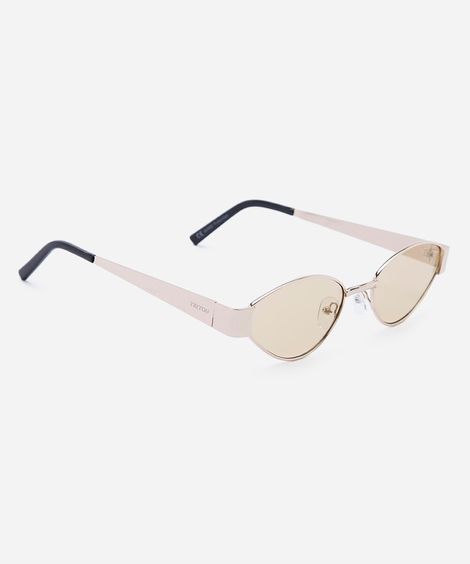 óculos de sol feminino oval de metal triton dourado