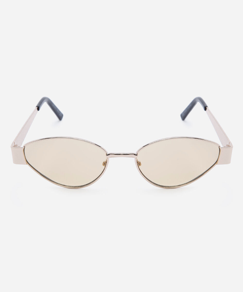 óculos de sol feminino oval de metal triton dourado