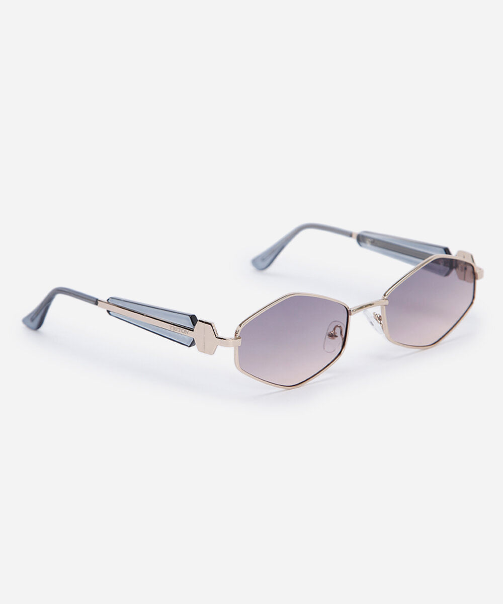óculos de sol feminino oval de metal triton dourado