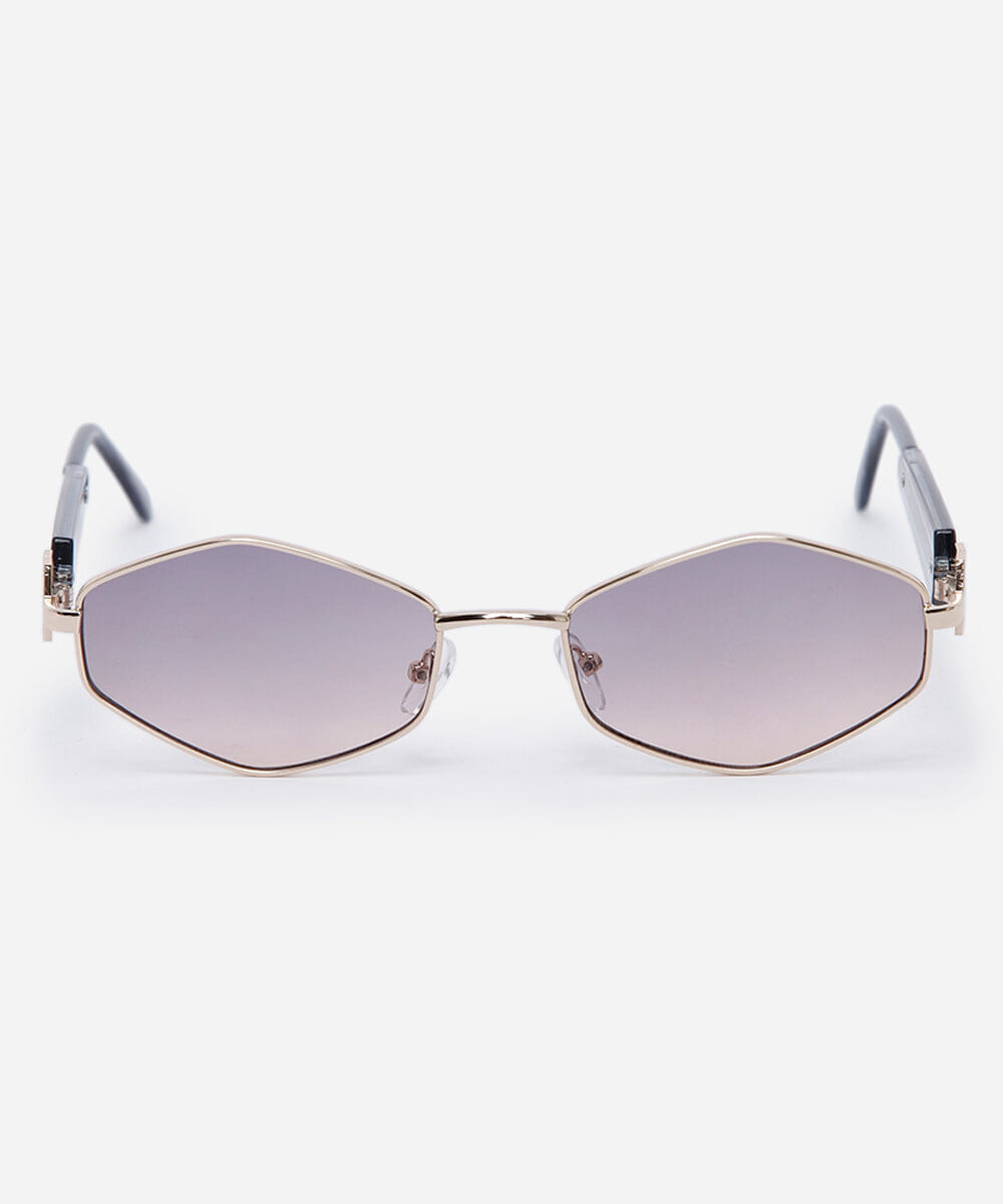 óculos de sol feminino oval de metal triton dourado