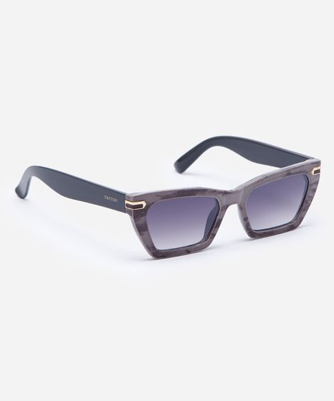 óculos de sol feminino quadrado de acetato triton cinza