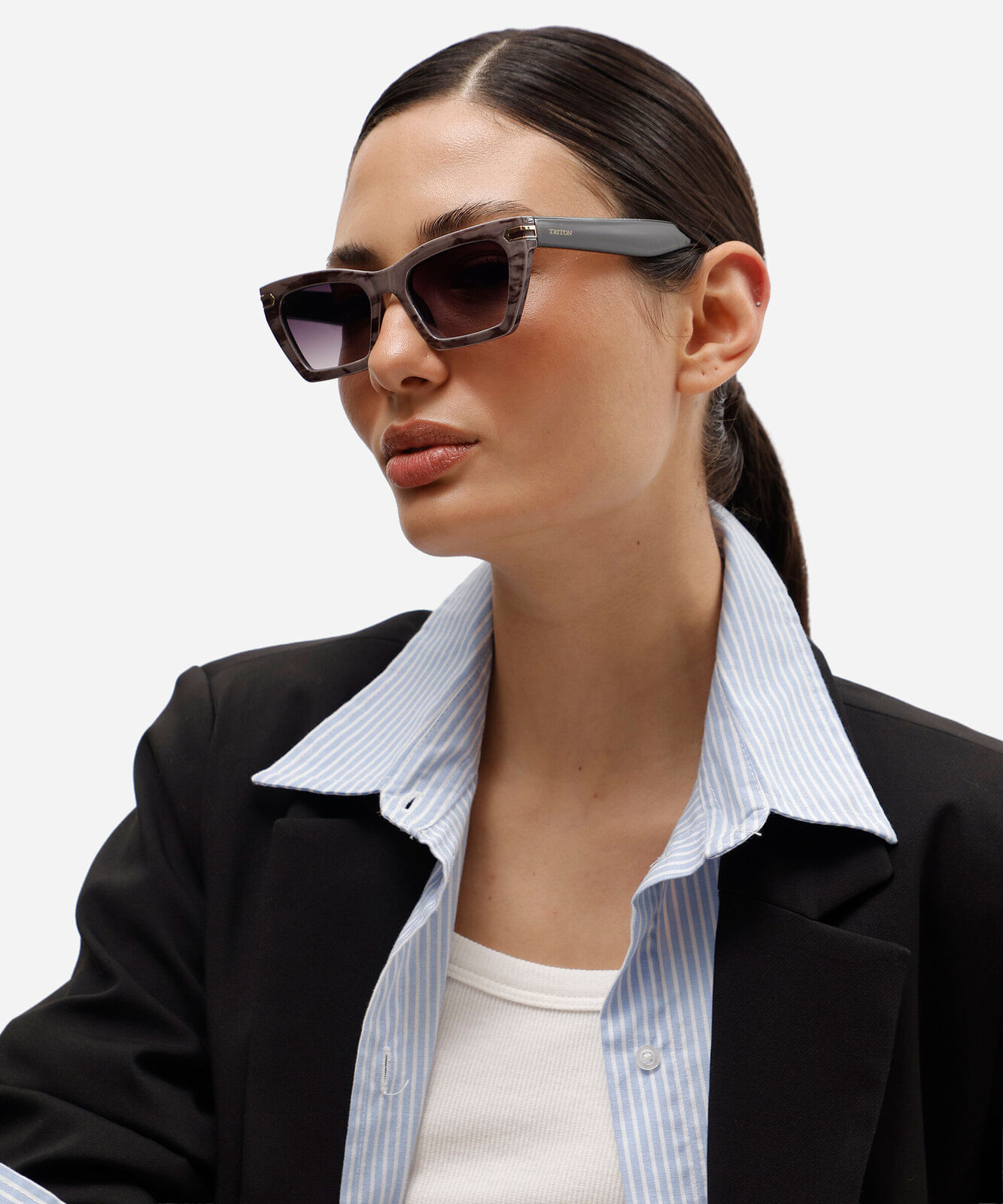 óculos de sol feminino quadrado de acetato triton cinza