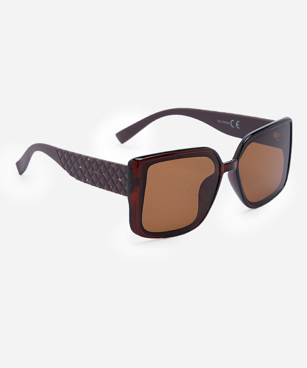óculos de sol feminino quadrado de acetato marrom