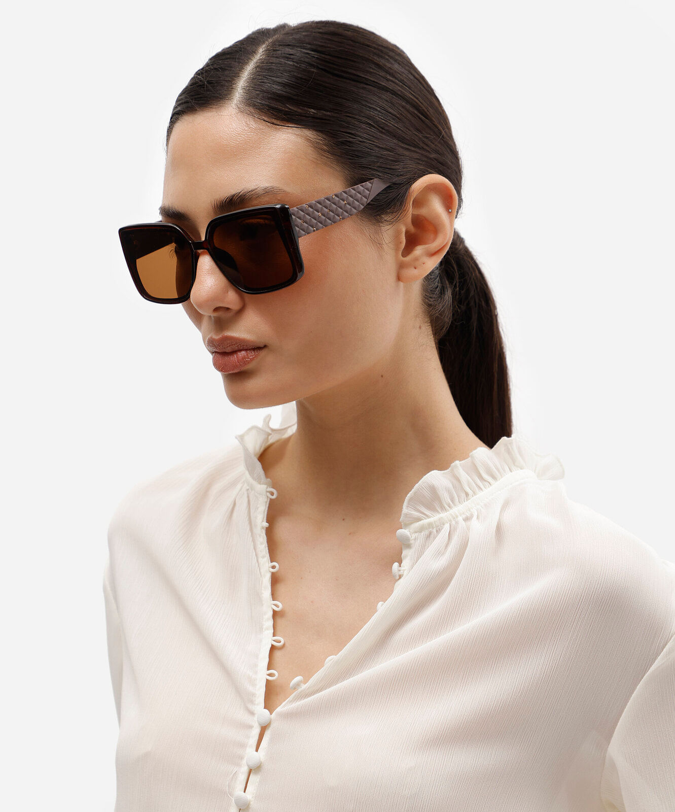 óculos de sol feminino quadrado de acetato marrom