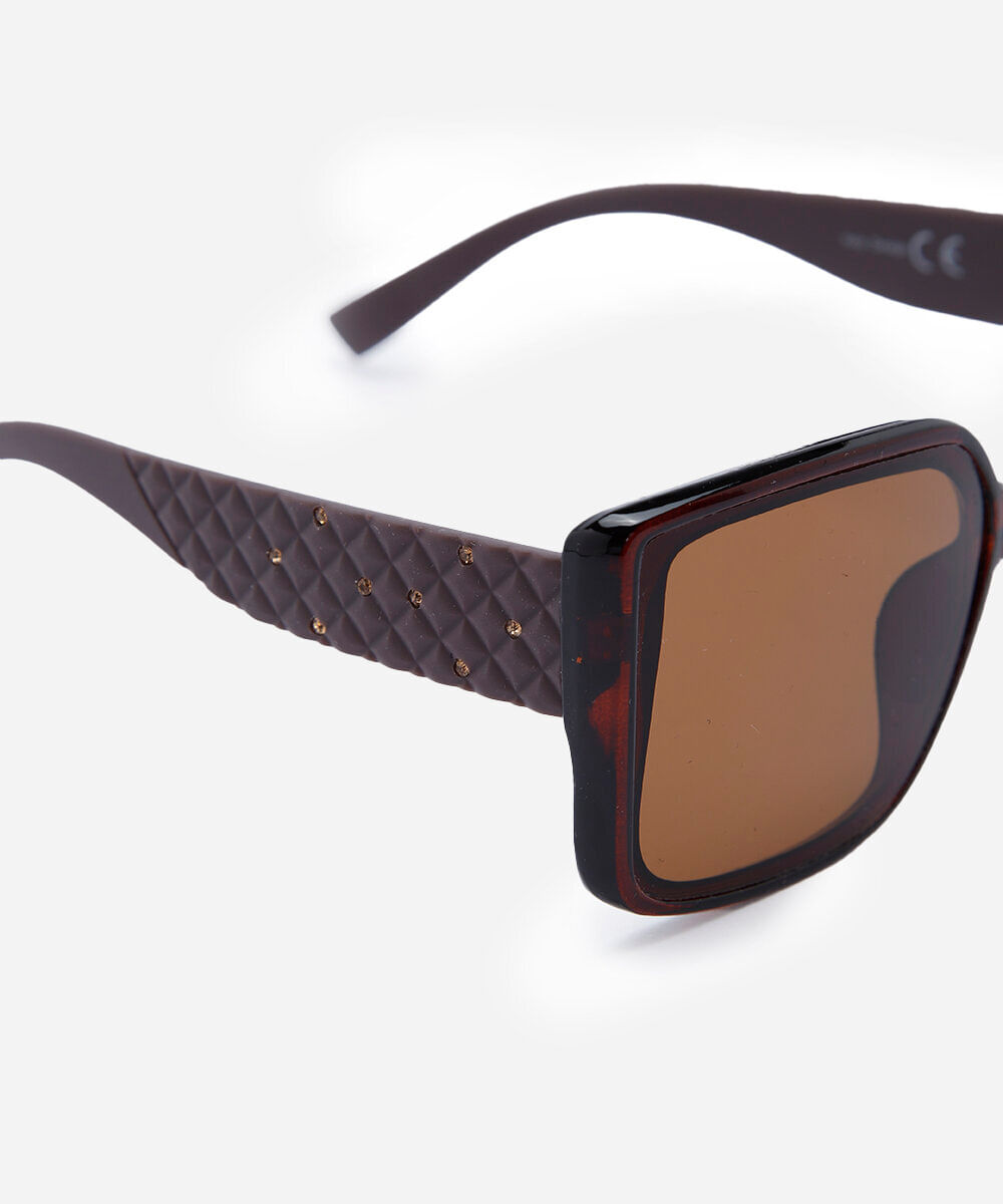 óculos de sol feminino quadrado de acetato marrom