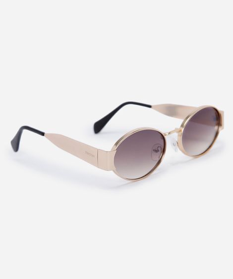 óculos de sol feminino oval de metal triton dourado