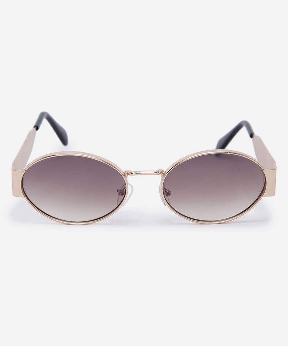 óculos de sol feminino oval de metal triton dourado
