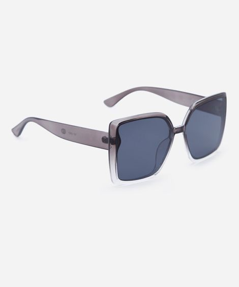 óculos de sol feminino quadrado de acetato cinza