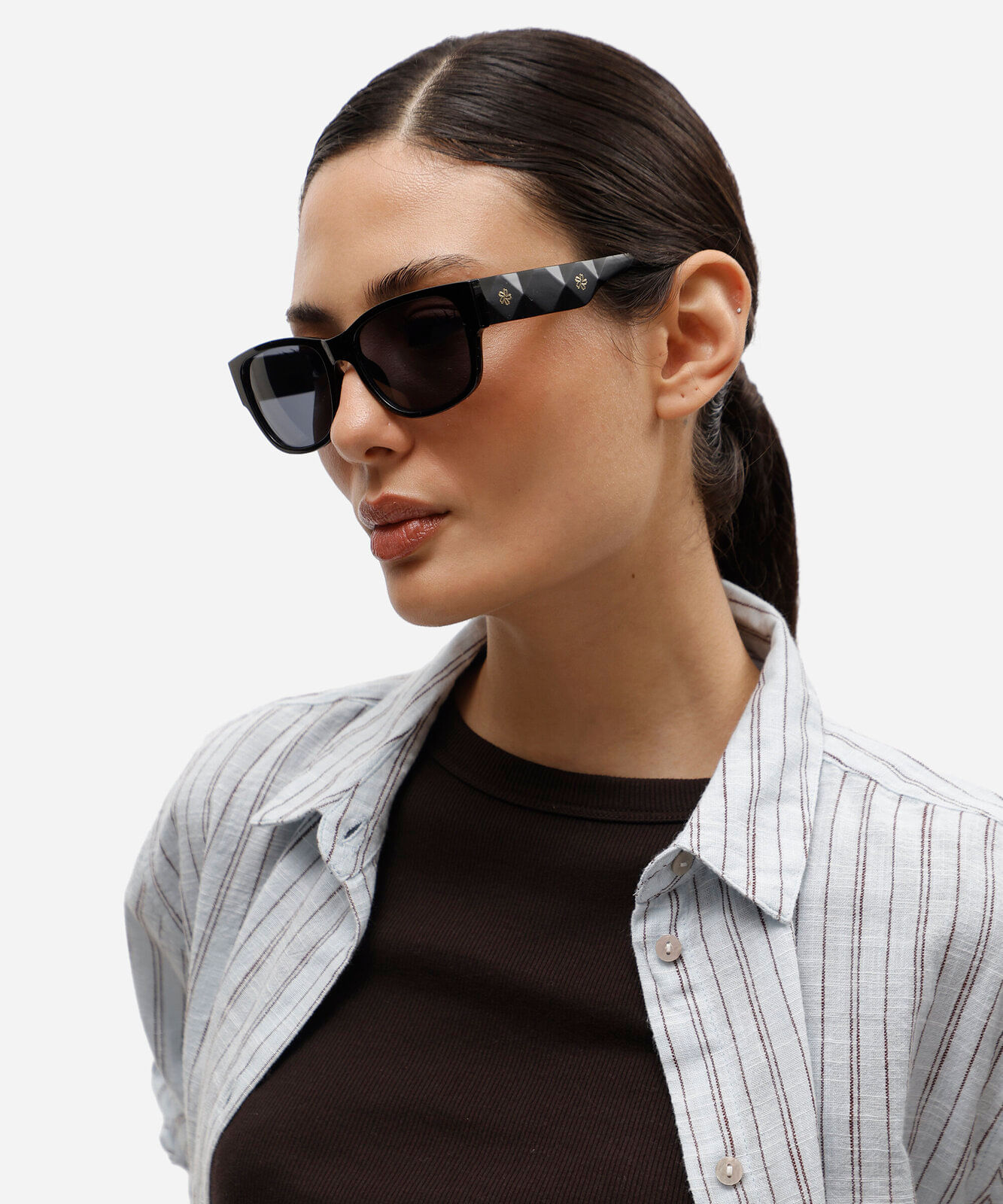 óculos de sol quadrado feminino de acetato preto