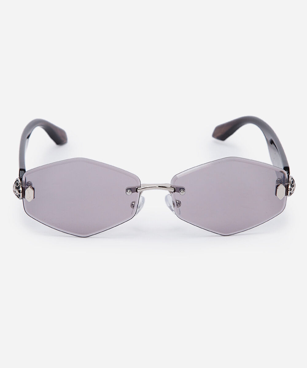 óculos de sol feminino oval de metal triton prata