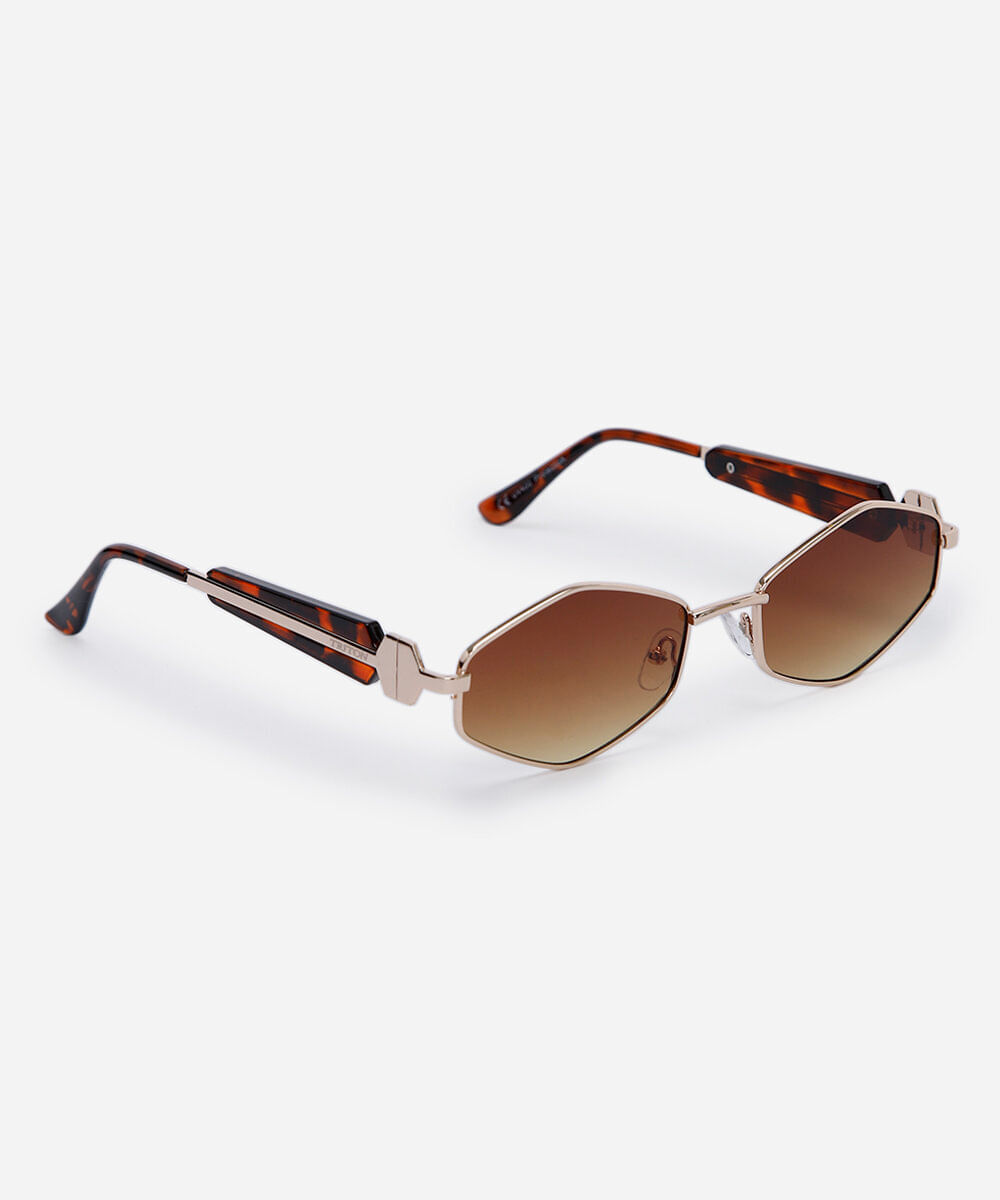 óculos de sol feminino oval de metal triton dourado