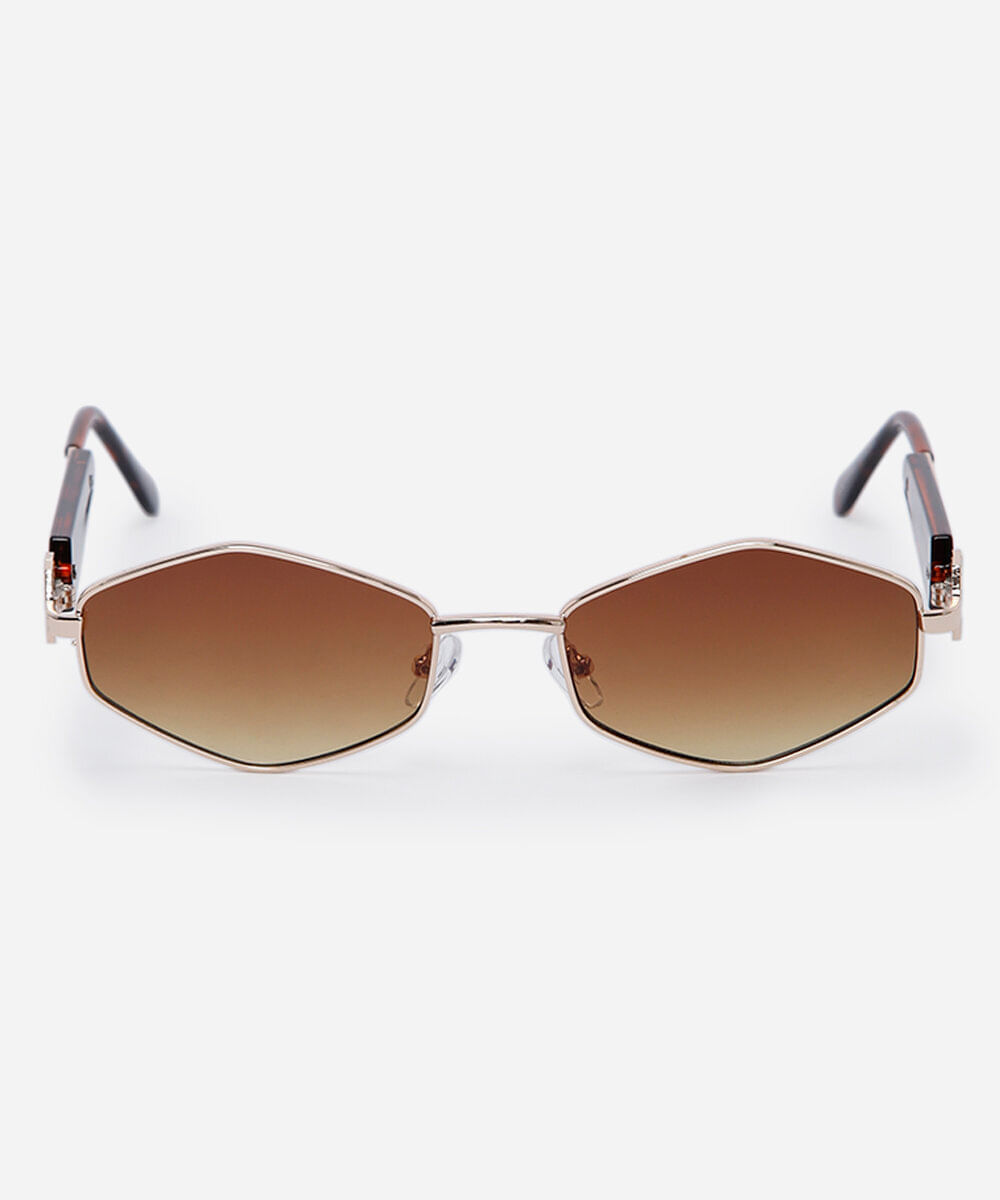 óculos de sol feminino oval de metal triton dourado