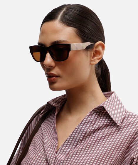 óculos de sol feminino quadrado de acetato marrom