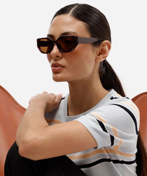 óculos de sol feminino gatinho de acetato marrom