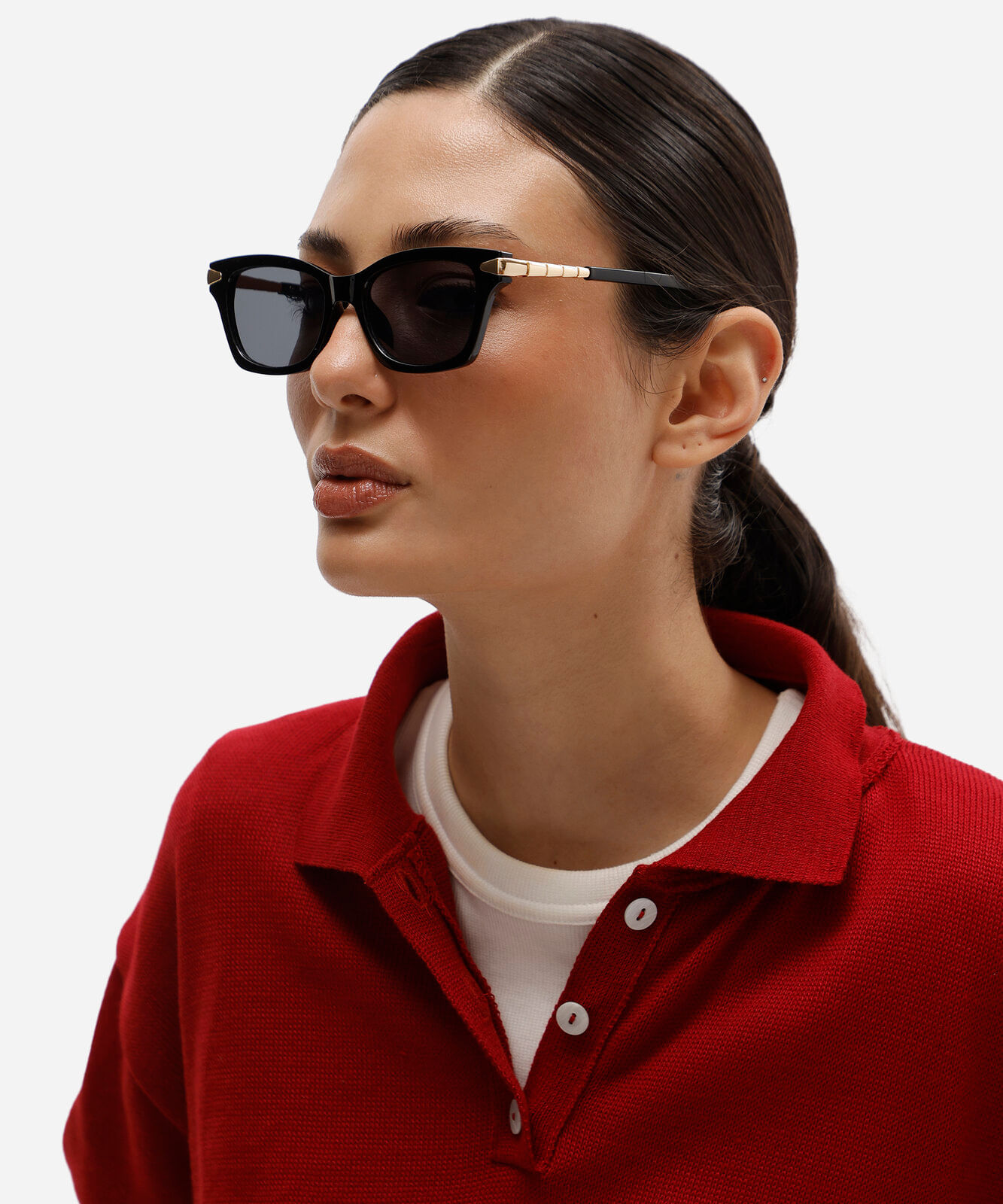 óculos de sol feminino quadrado de acetato triton preto