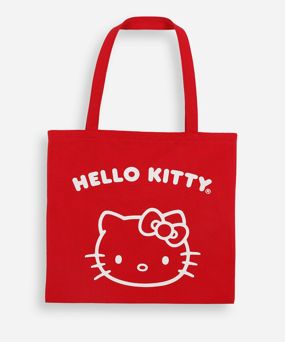 bolsa ecobag feminina de algodão hello kitty vermelha