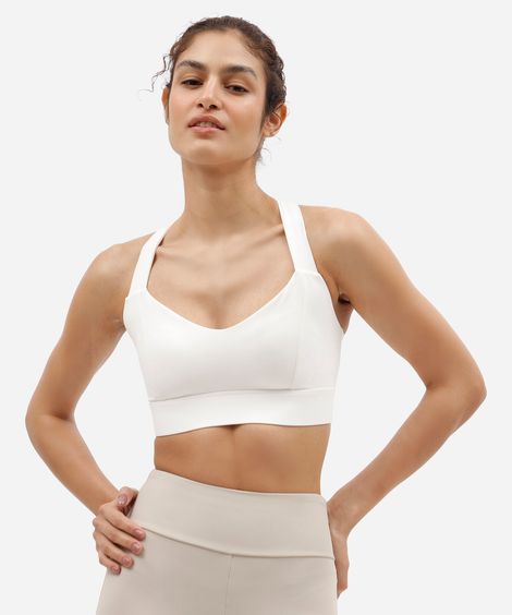 top esportivo feminino de poliamida com alta sustentação branco
