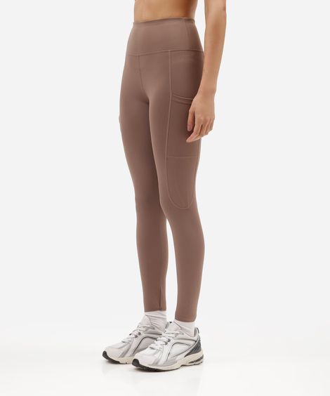 calça legging esportiva com bolsos marrom