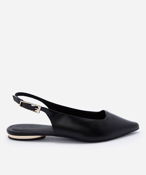sapatilha slingback feminina bico fino preto
