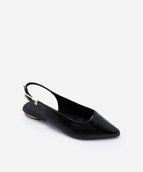 sapatilha slingback feminina bico fino preto