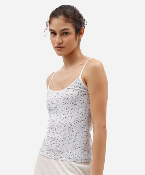 kit de 2 regatas de pijama feminina em algodão floral colorido
