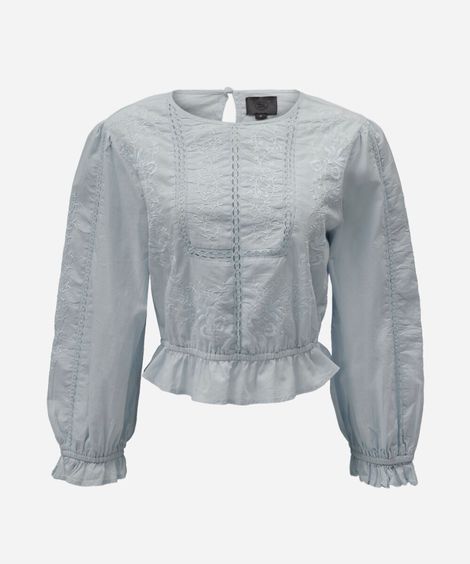 cropped feminino de algodão com renda azul